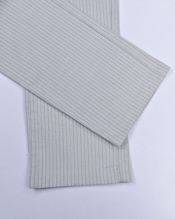 Ash Grey Dotted Lines - 2 way stretch - COTTON LINEN PANT