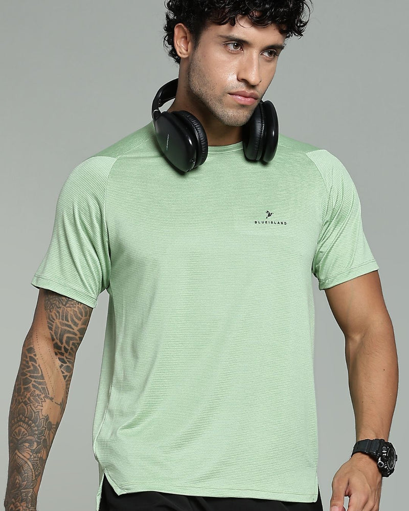 Green Dotted Lines - Active wear Round neck Tshirt