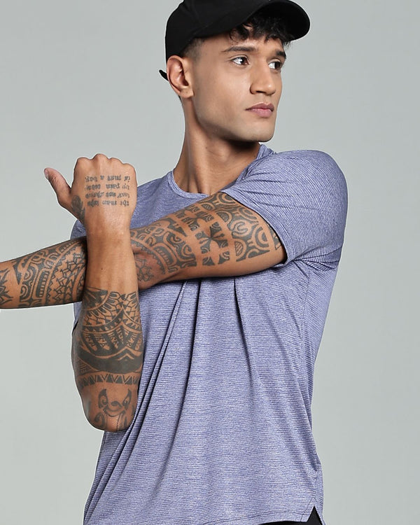 Violet Dotted Lines - Active wear Round neck Tshirt