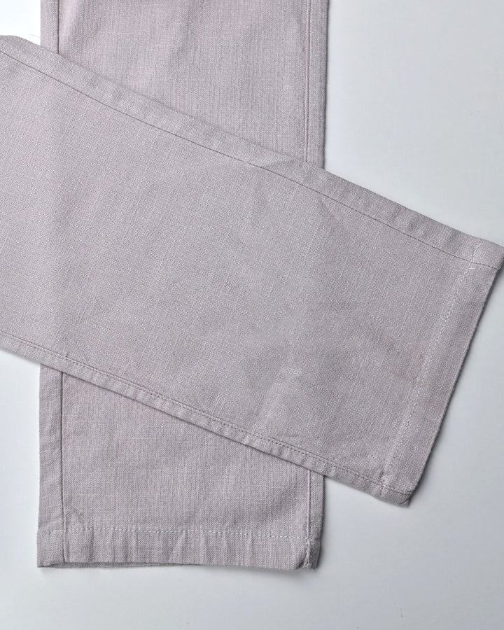 Cream Vertical Stripes - 2 way stretch - COTTON LINEN PANT