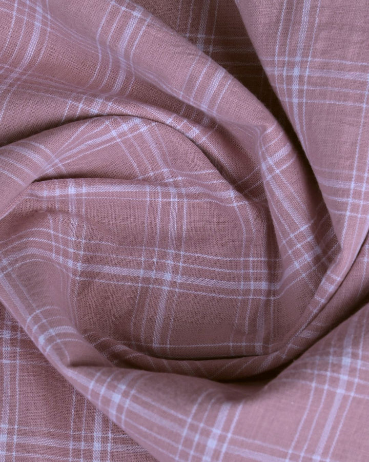 Dusty Pink Multi Line Checks -Full-Cotton Linen Shirt