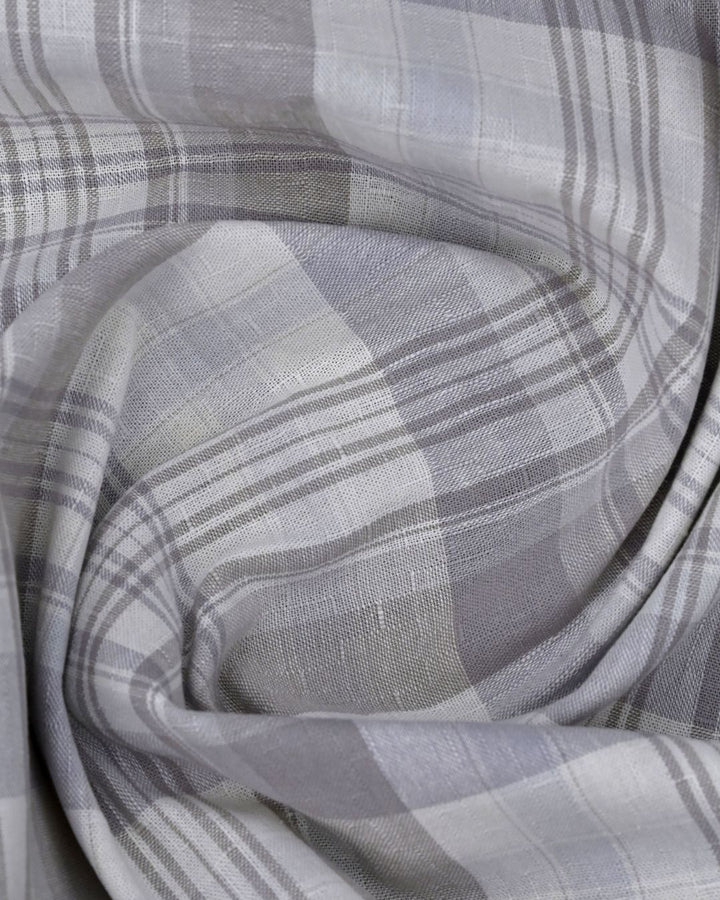 Ivory & Grey Checks -Full-Cotton Linen Shirt