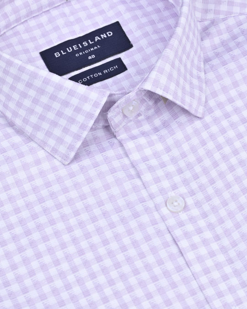 Mild Violet Soft Checks - Full-Cotton Rich