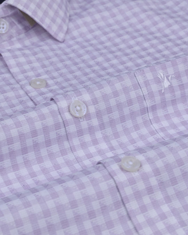 Mild Violet Soft Checks - Full-Cotton Rich