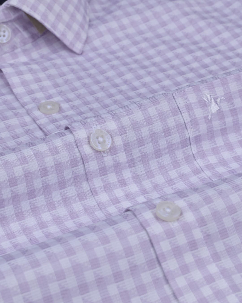 Mild Violet Soft Checks - Full-Cotton Rich