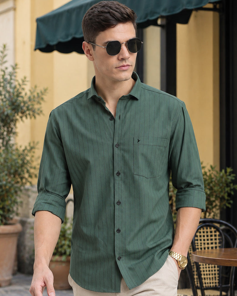 Army Green Vertical Stripes -Full-Stain Proof