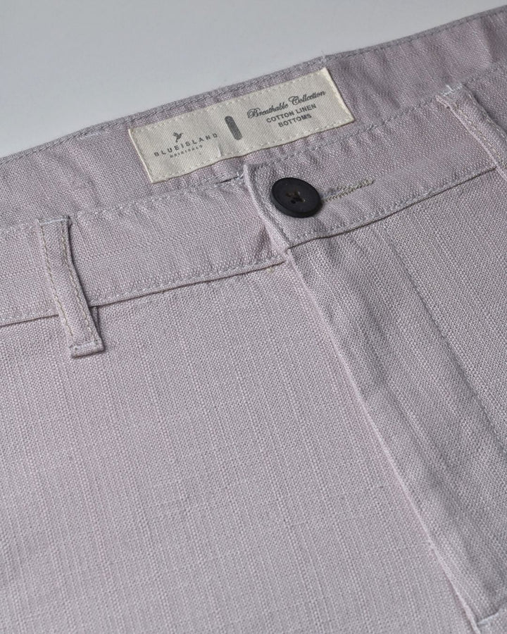 Cream Vertical Stripes - 2 way stretch - COTTON LINEN PANT