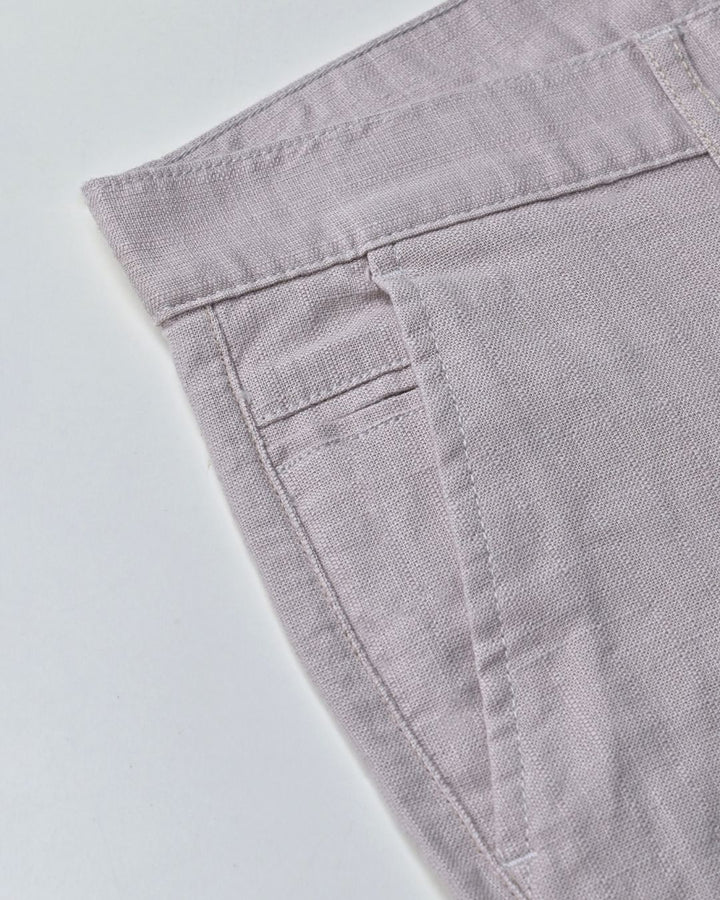Cream Vertical Stripes - 2 way stretch - COTTON LINEN PANT