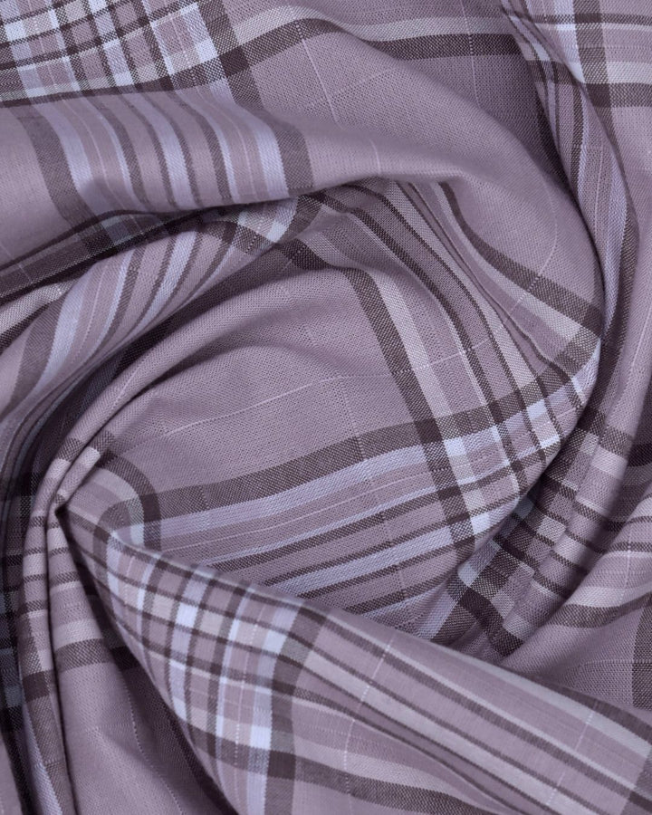 Greyish Pink Checks -Full-Cotton Linen Shirt