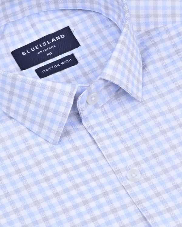 Blue & Grey Diamond Checks - Full-Cotton Rich