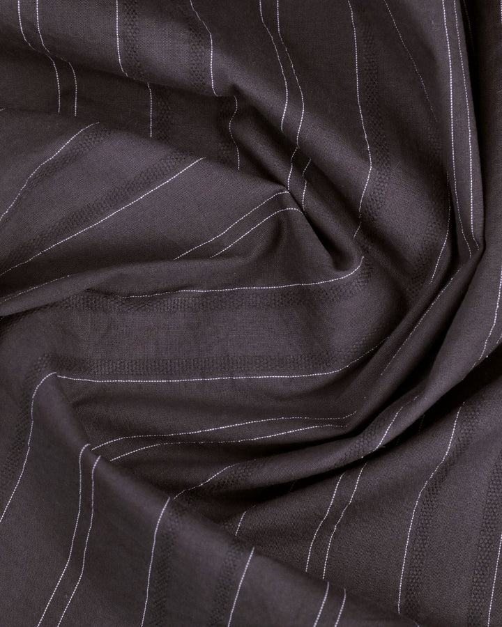 Dark Grey Twin Stripes -Full-Cotton Linen Shirt