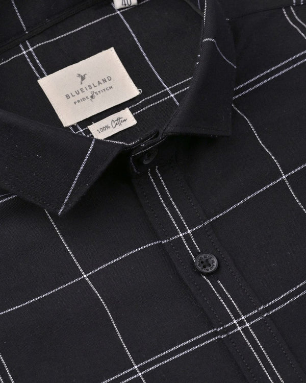 Black Double Line Checks -Full-Stain Proof