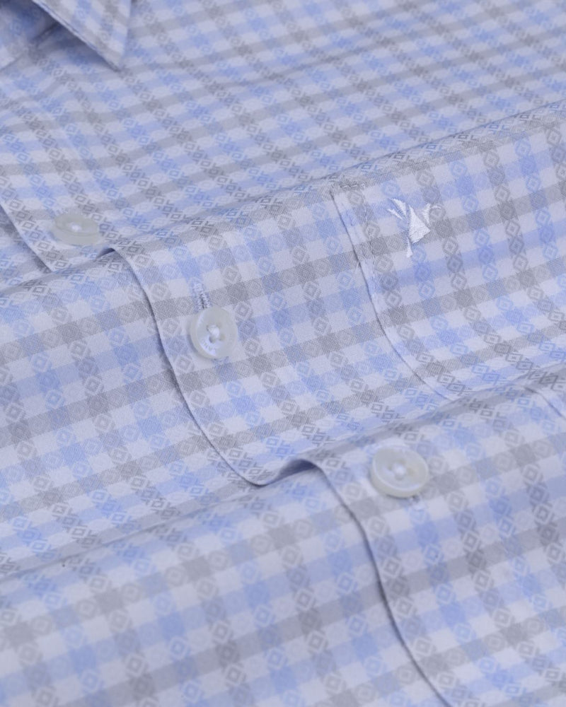 Blue & Grey Diamond Checks - Full-Cotton Rich