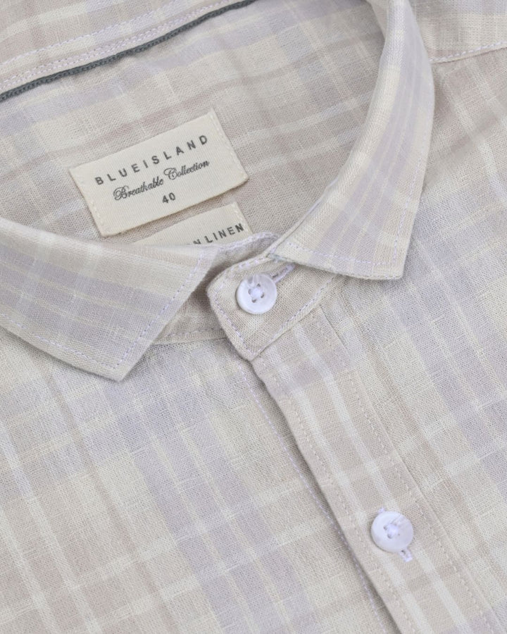 Faded Grey Stripes -Full-Cotton Linen Shirt
