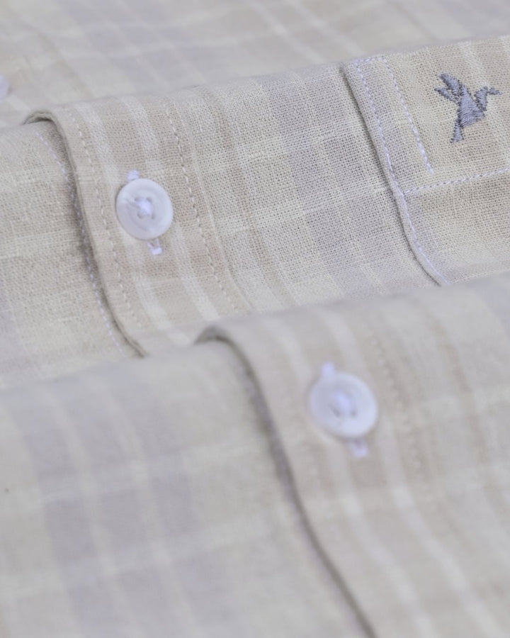 Faded Grey Stripes -Full-Cotton Linen Shirt