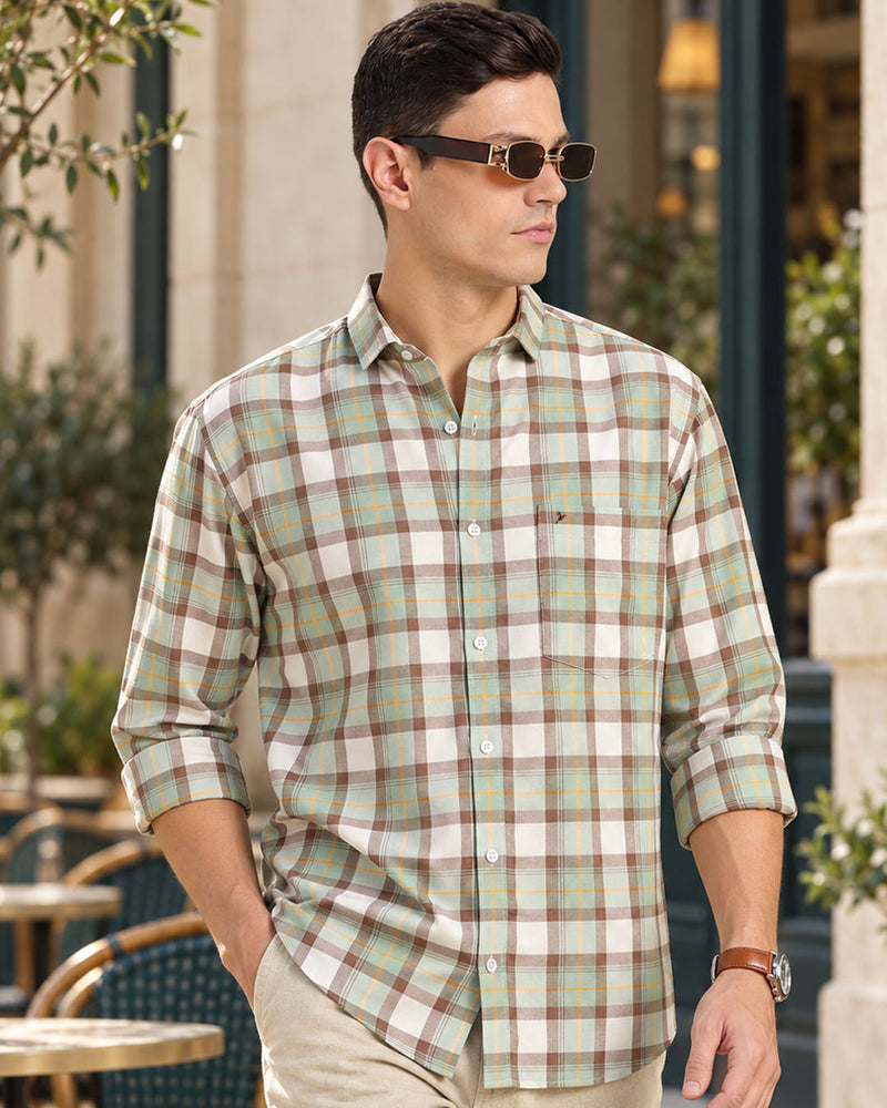 Soft Green & Brown Checks -Full-Stain Proof