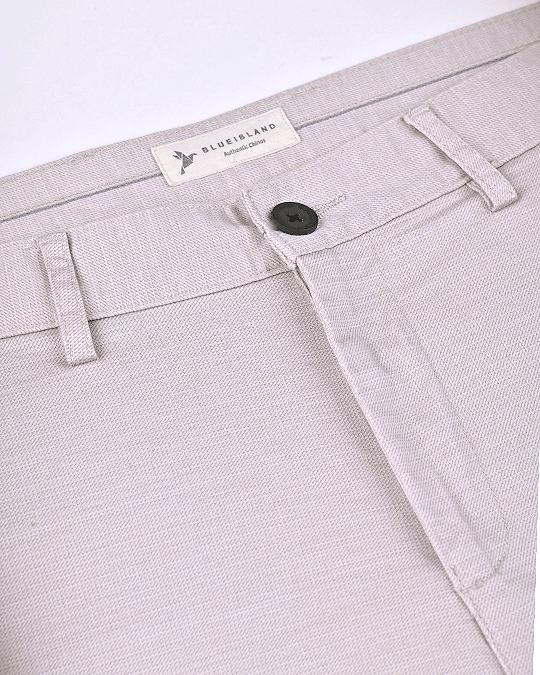 Cream Steel Printed - 2 way stretch - COTTON PANT