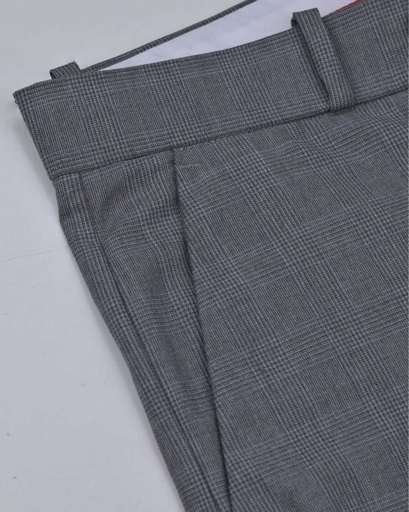 Dark Grey Multi Line Checks - Wrinkle free Formal Pant