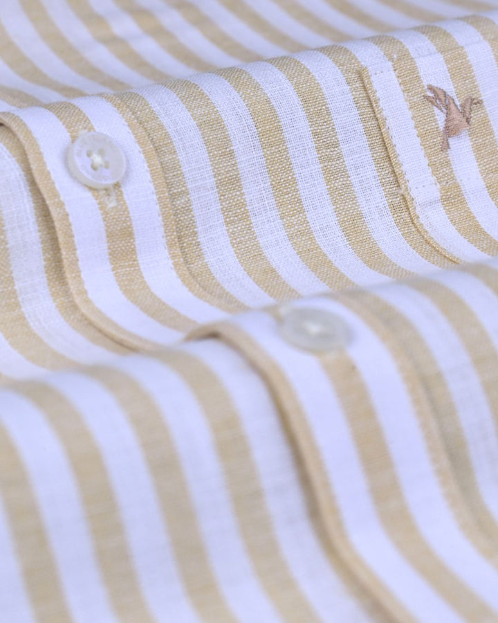 Mini Sandal Cream & White Stripes -Full-Bamboo Linen
