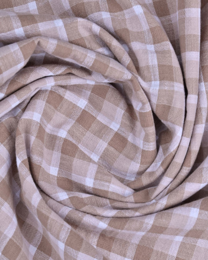 Multi Brown Box Checks -Full-Cotton Linen Shirt