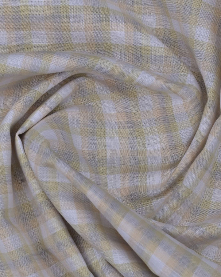 Subtle Orange & Grey Checks -Full-Cotton Linen Shirt