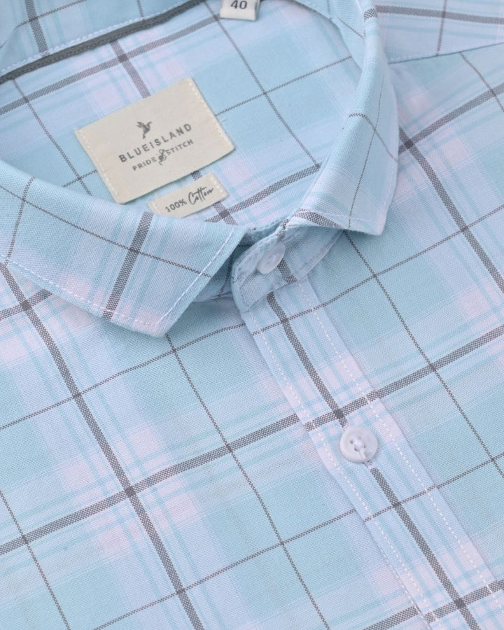 Cool Blue Checks -Full-Stain Proof