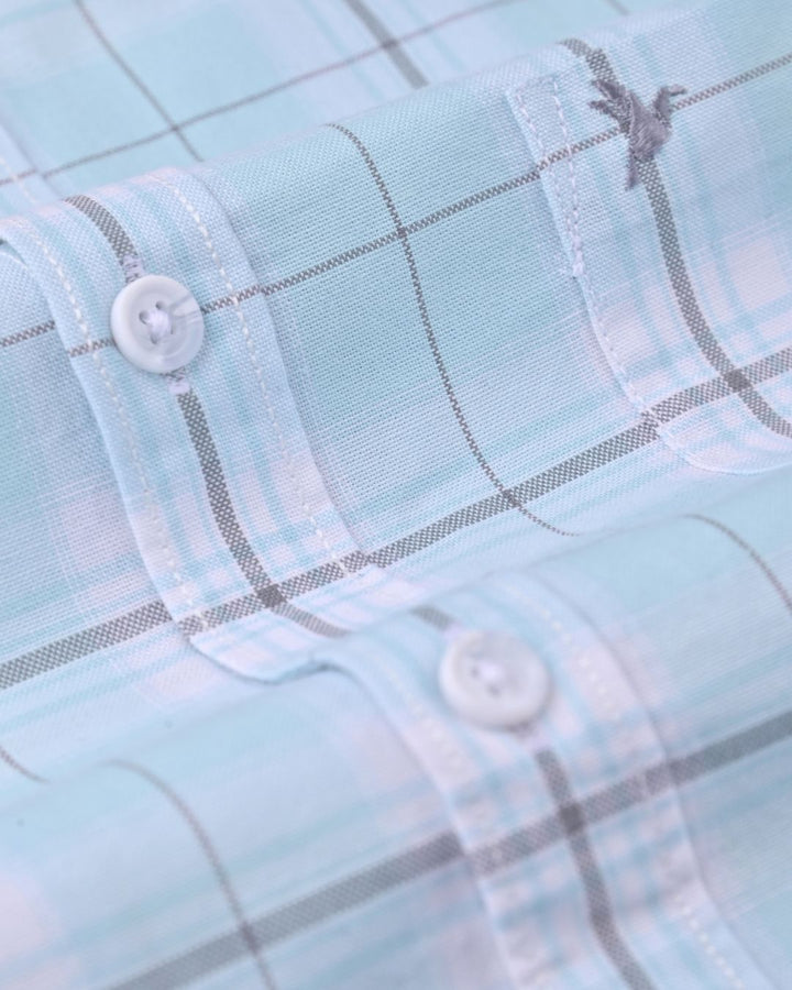Cool Blue Checks -Full-Stain Proof