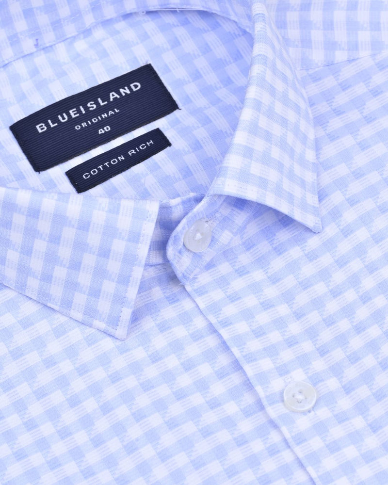 Sky Blue Soft Checks - Full-Cotton Rich