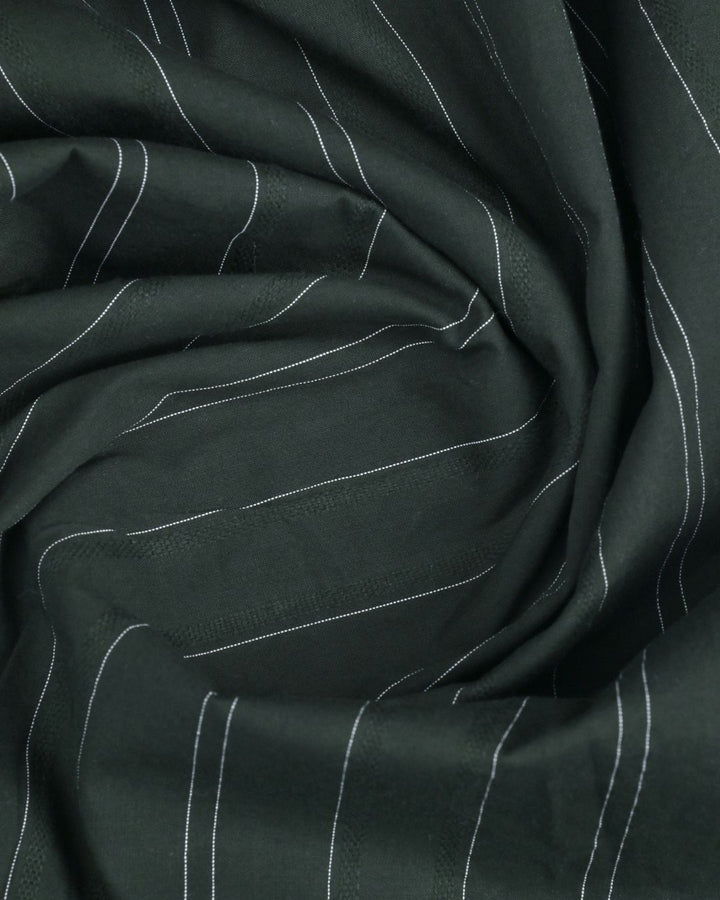 Green Twin Stripes -Full-Cotton Linen Shirt