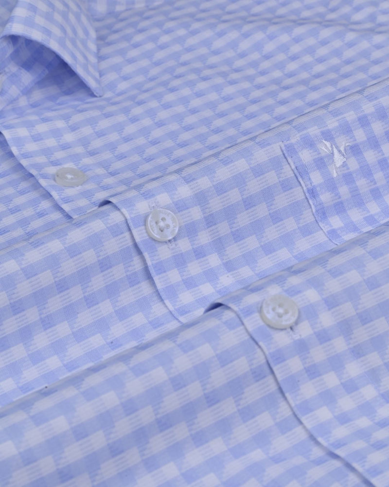 Sky Blue Soft Checks - Full-Cotton Rich