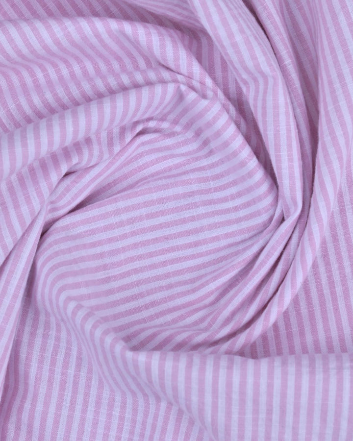 Soft Pink Mini Stripes -Full-Cotton Linen Shirt