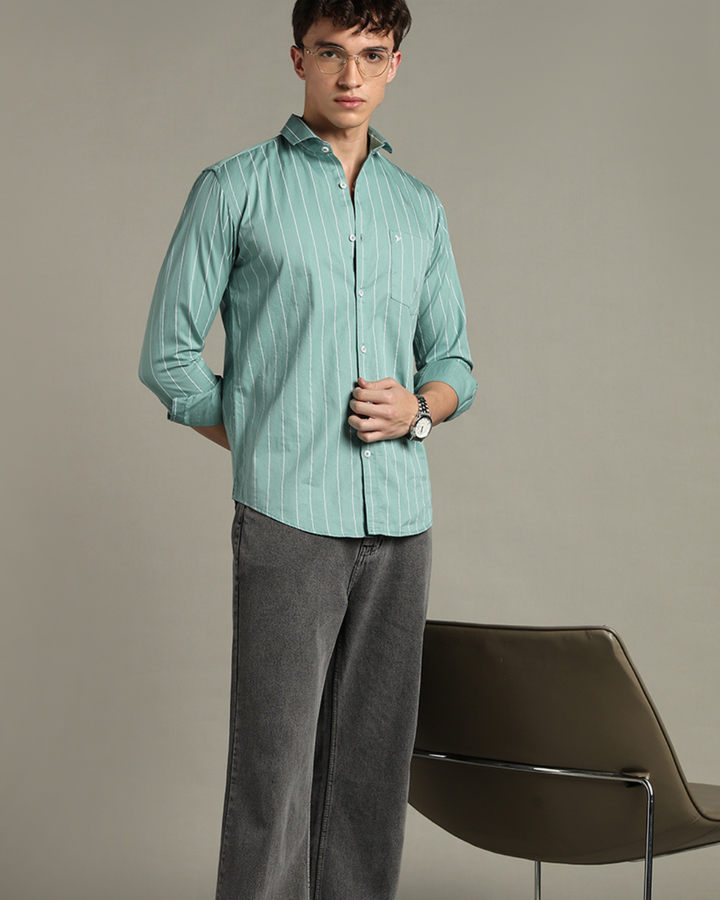 Turquoise Green Stripes -Full-Stain Proof