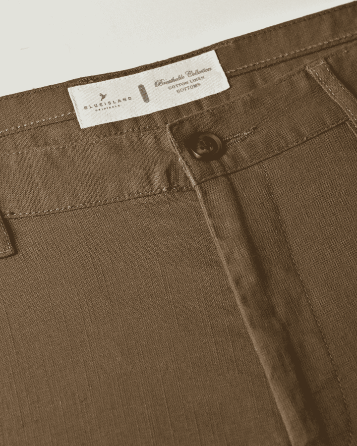 Brown - 2 way stretch - COTTON LINEN PANT