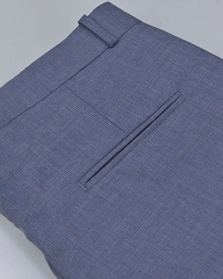 Bluish Grey Multi Line Checks - Wrinkle free Formal Pant