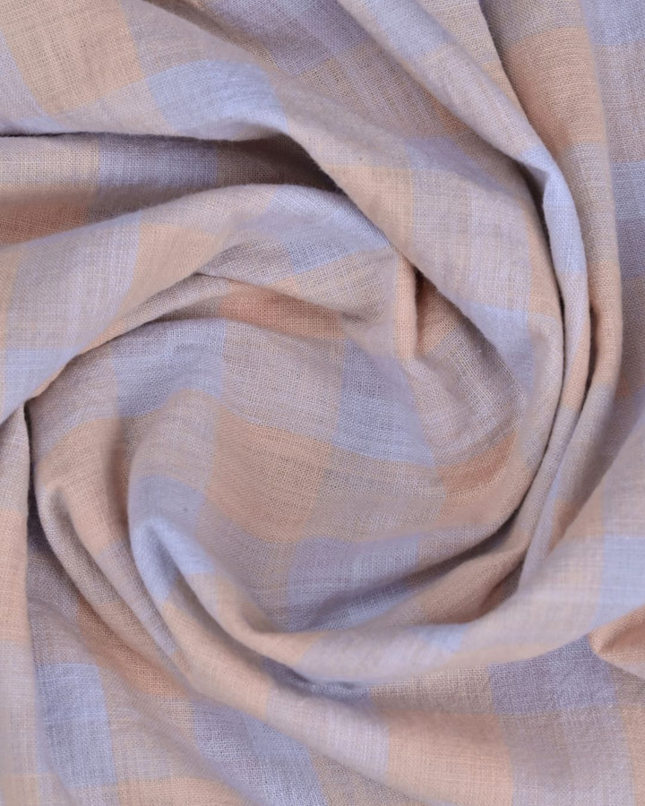 Lite Orange Box Checks -Full-Cotton Linen Shirt