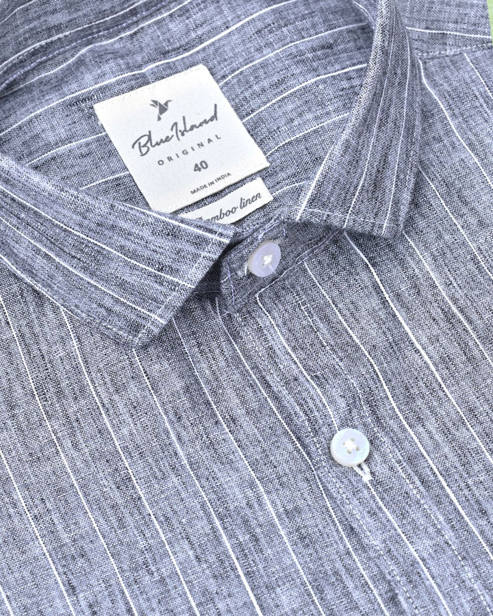 Black Lite Stripes -Full-Bamboo Linen