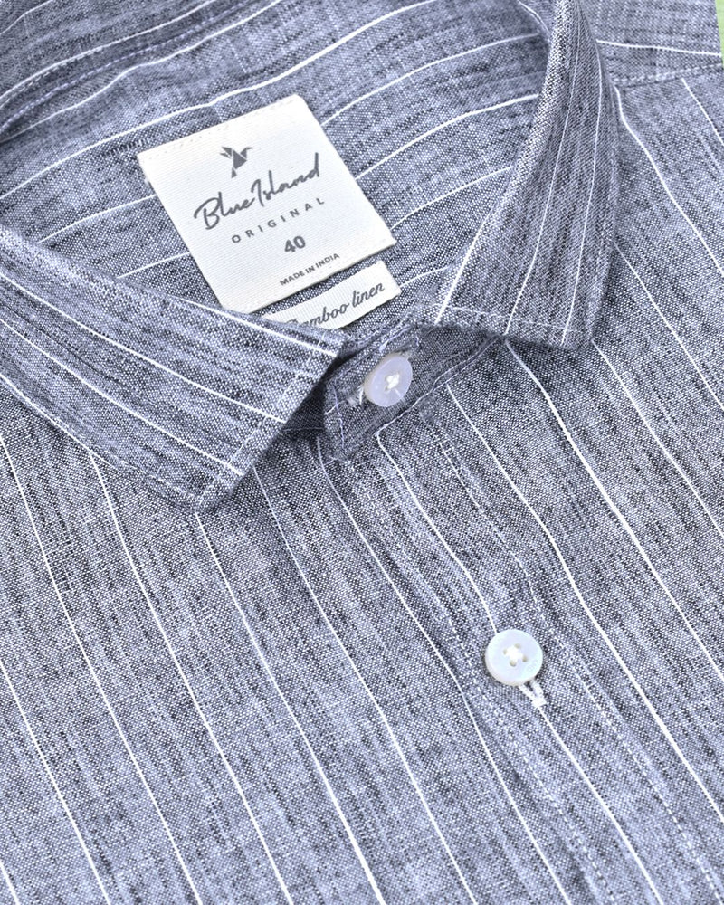 Black Lite Stripes -Full-Bamboo Linen