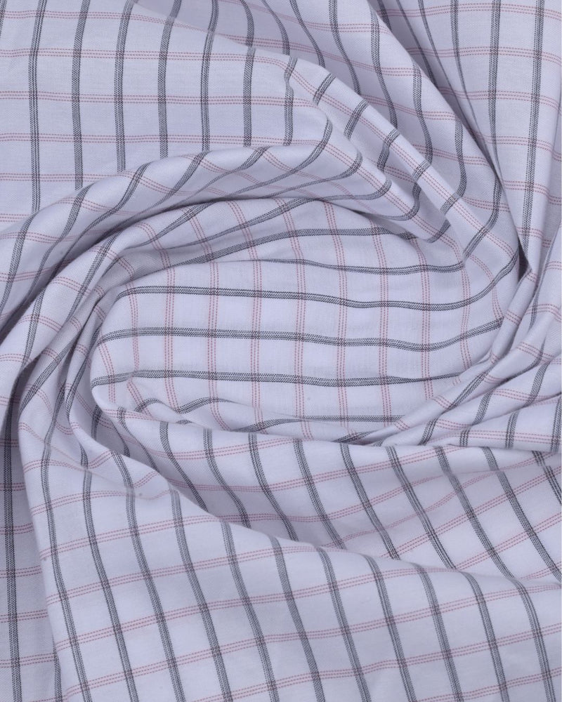 Pearl White Dotted Line Checks - Full-Cotton Rich
