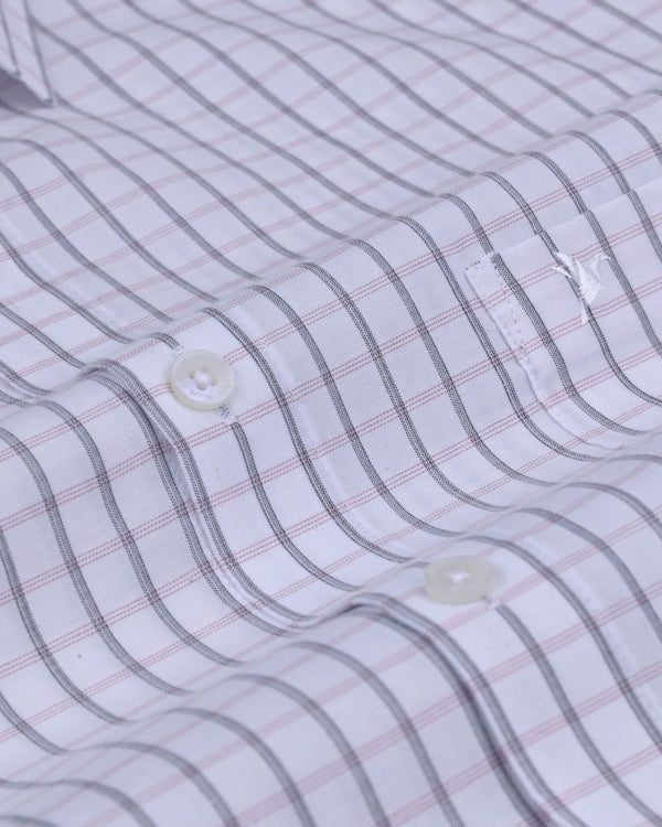 Pearl White Dotted Line Checks - Full-Cotton Rich