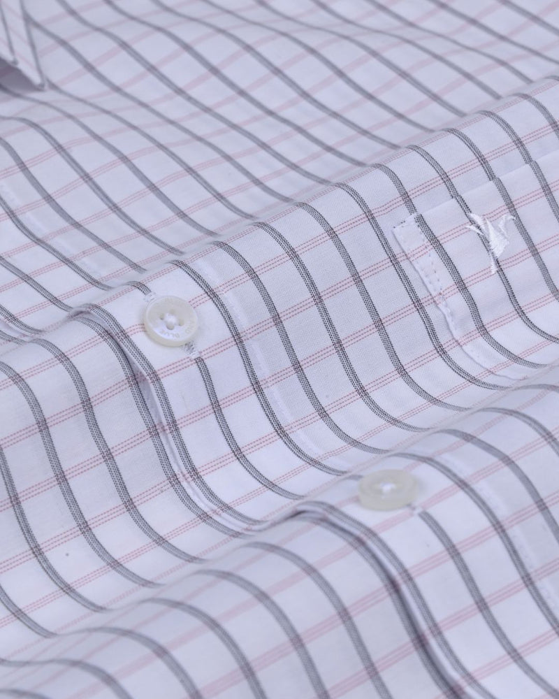 Pearl White Dotted Line Checks - Full-Cotton Rich