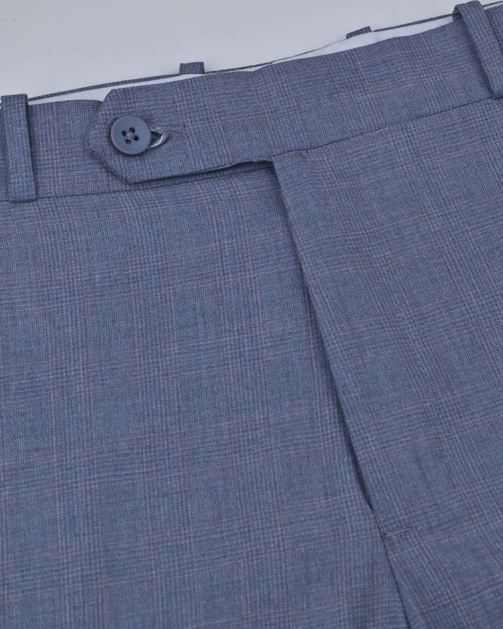 Bluish Grey Multi Line Checks - Wrinkle free Formal Pant