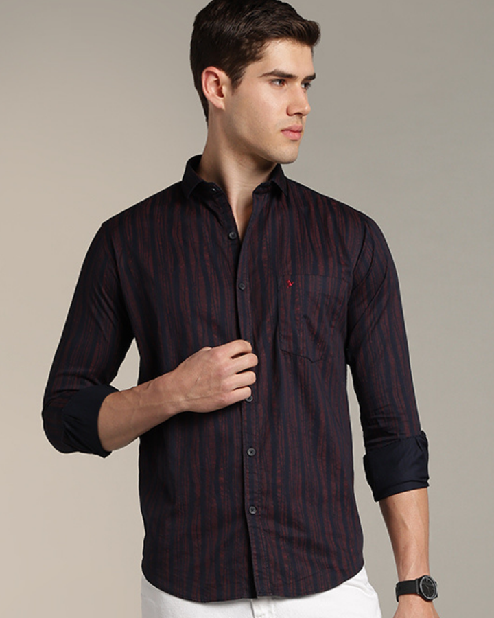 Dark Navy Striped Print -Full-Stain Proof