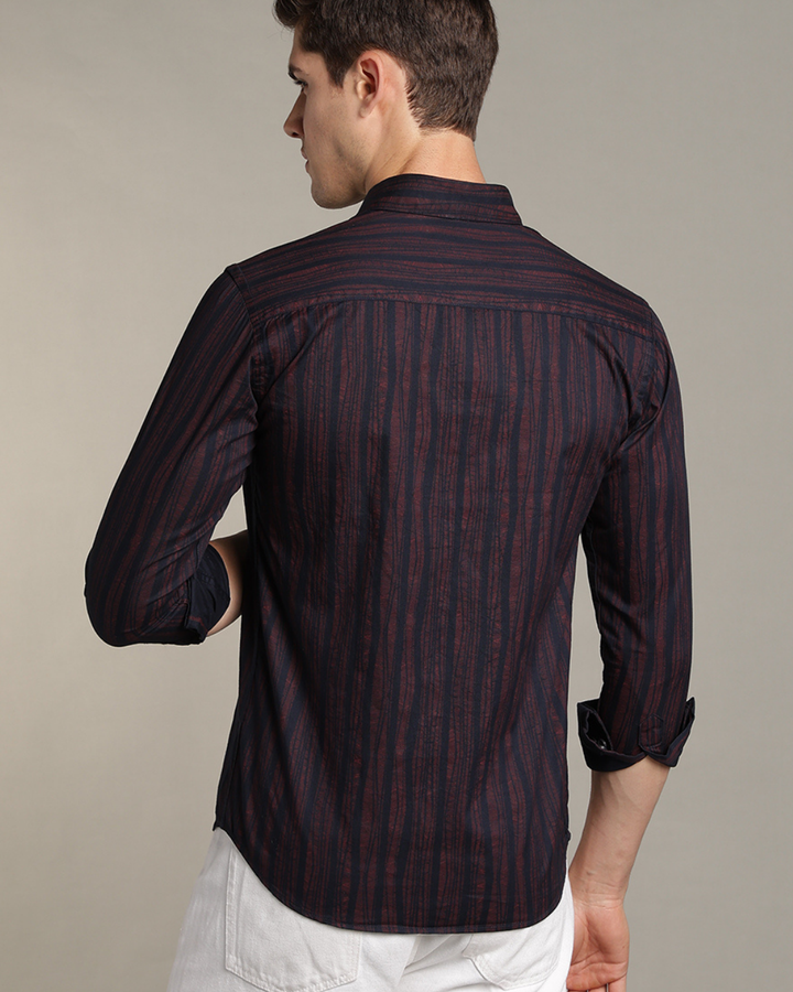 Dark Navy Striped Print -Full-Stain Proof