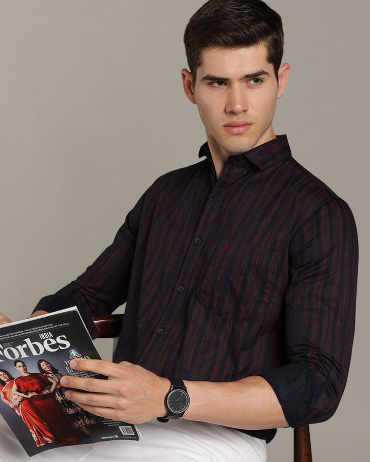 Dark Navy Striped Print -Full-Stain Proof