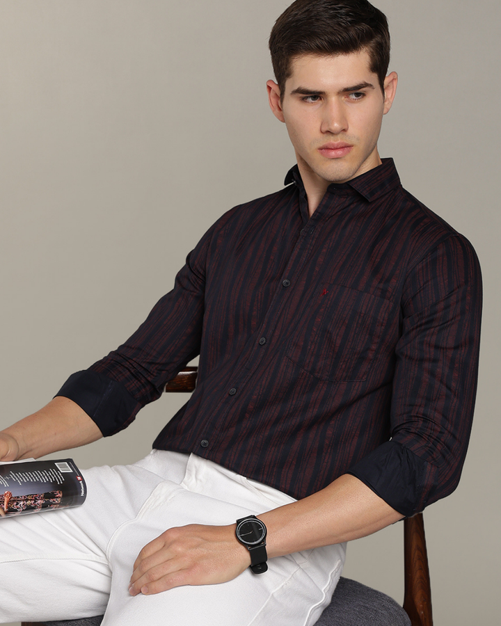 Dark Navy Striped Print -Full-Stain Proof