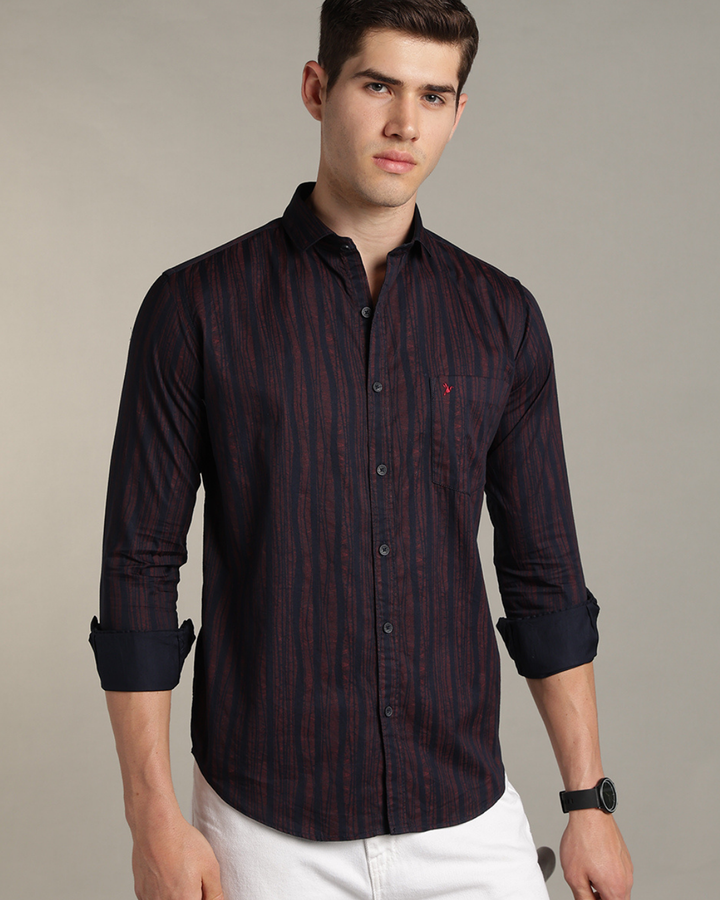 Dark Navy Striped Print -Full-Stain Proof