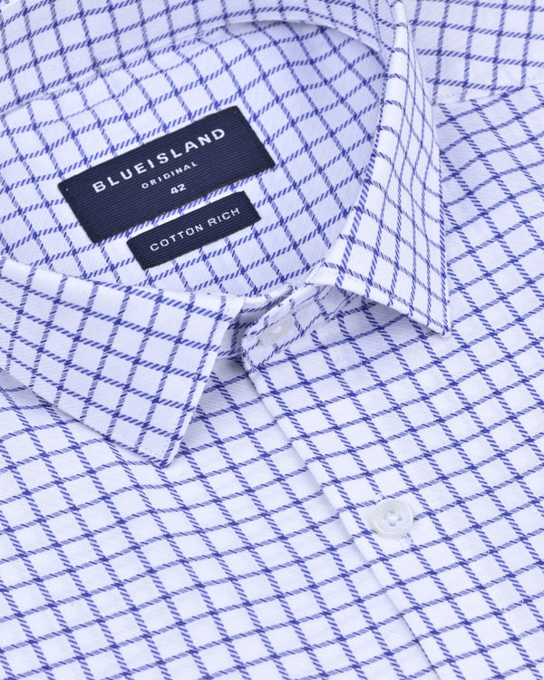 Navy & White Cross Line Checks - Full-Cotton Rich