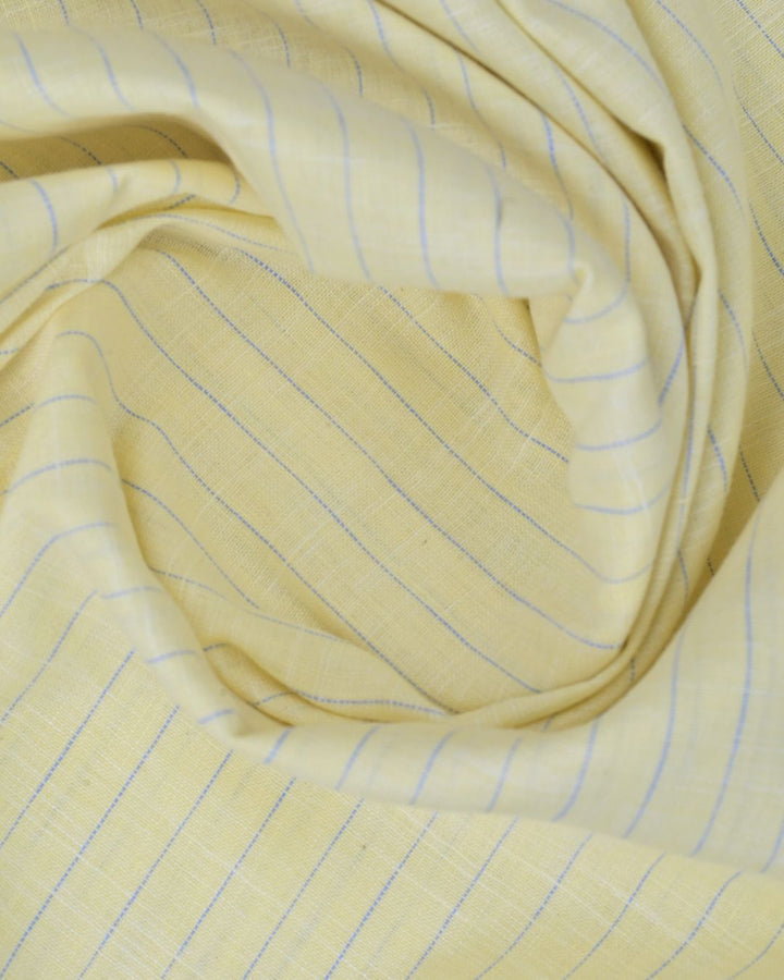 Yellow & Navy Dotted Line Stripes -Full-Bamboo Linen