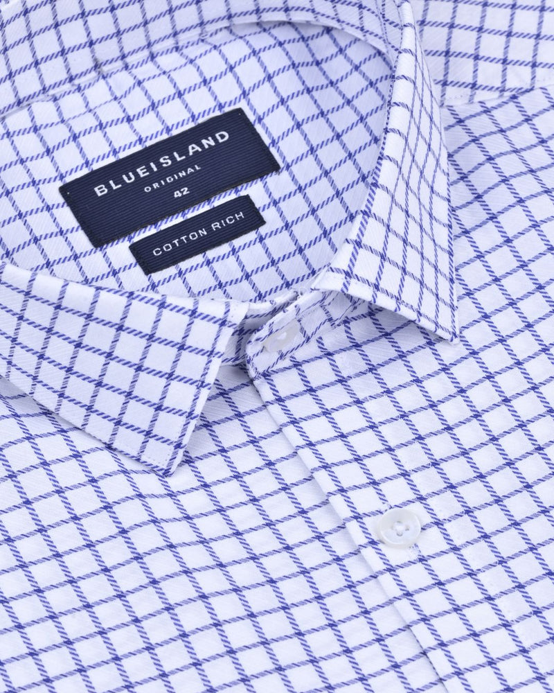 Navy & White Cross Line Checks - Full-Cotton Rich