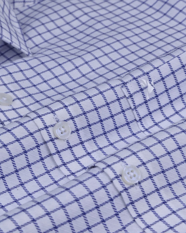 Navy & White Cross Line Checks - Full-Cotton Rich